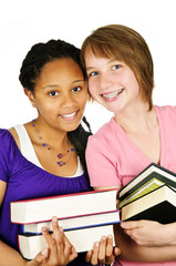 Wall Mural - Girls holding text books