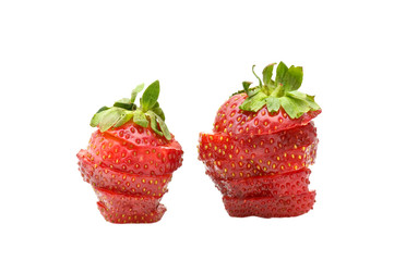 Wall Mural - Cut strawberries.