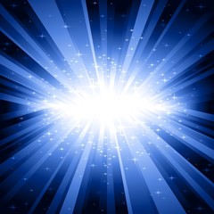 Canvas Print - Blue light burst with stars