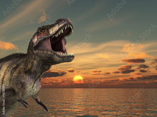 Plakaty dinozaury  t-rex-wschod-slonca