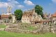 Ruins of  St.Augustines Abbey  with Canterbury Cathedral in the