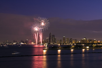 Fototapete - Fireworks in Chicago