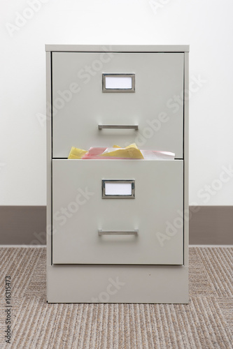 Detail Of A Full Filing Cabinet With Blank Drawer Labels Buy