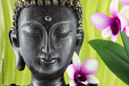 Board z aluminiowym obramowaniem Budda i kwiat orchidei