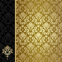 Background With Gold Flowers And Leaves