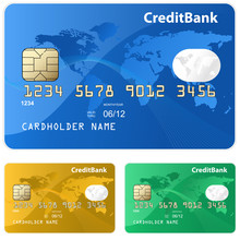 Colorful Collection Of Credit Cards. Highly Detailed Vector