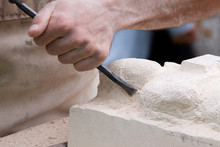 Close Up Of A Sculptor At Work