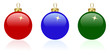 Three christmas glass balls isolated on a white.