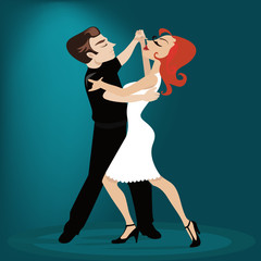 Wall Mural - dancing tango characters