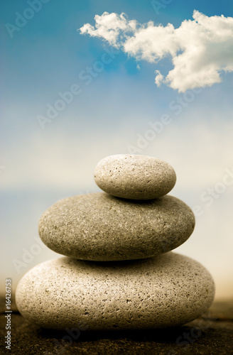 Board z aluminiowym obramowaniem Kamyki ułożone, symbol zen obraz feng shui, kamień kupie
