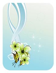 Wall Mural - mariposas y flores en vector