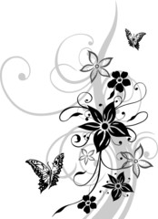 Fototapete - Blumen, Blüten, Ranke, filigran, ornamental