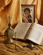 Orthodox icon, books and censer
