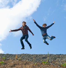 Two young happy men