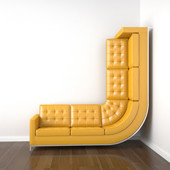 Wall Mural - yellow couch bended to climb up wall