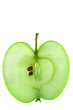 Fresh juicy slice of Granny apple, isolated on white