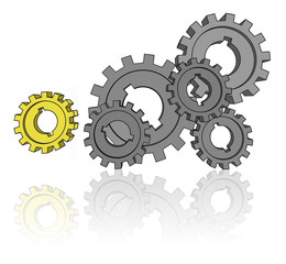 isolated cogwheels - business network - illustration