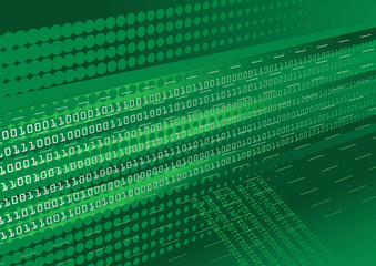 green binary code background with halftone effect