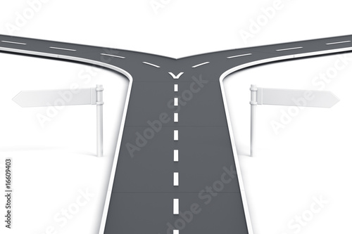 splitting road with blank r...