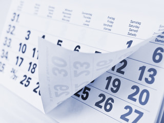 Fototapete - Close up a blue toned calendar page