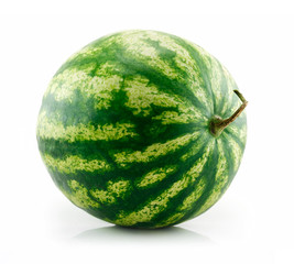 Wall Mural - Ripe Green Watermelon Isolated on White