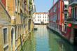 View with colourful buildings and channels in Venice, Italy