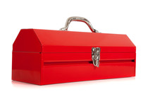 Red Metal Toolbox On White