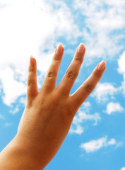 Hand on sky