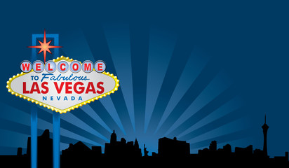 las vegas sign with city skyline