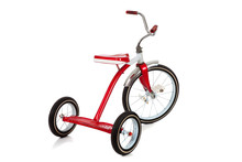 A Red Tricycle On White
