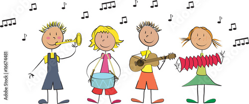 Vecteur 4 enfants musique