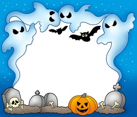 Canvas Print - Halloween frame with ghosts 2