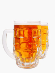 A mugs of beer closeup view