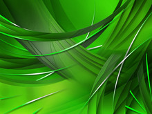 Abstract Green Composition With Lines And Curves