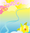 Abstract illustration of flower and river