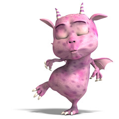 Wall Mural - little pink cute toon dragon devil