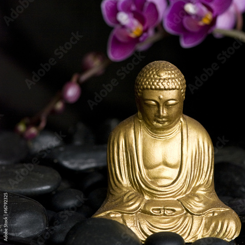 Board z aluminiowym obramowaniem Budda i orchidea