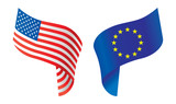Fototapeta Boho - Flags of USA and Europe