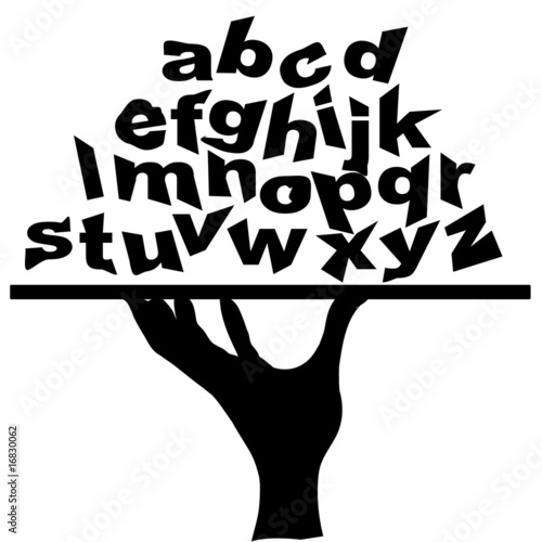 Nowoczesny obraz na płótnie vassoio di portata con alfabeto