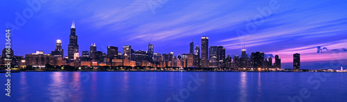 Board z aluminiowym obramowaniem Xxl - słynna panorama chicago