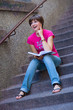 © bertys30 - girl with book on the stairs