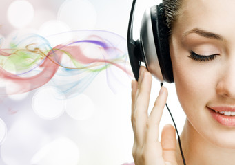 Wall Mural - girl in headphones