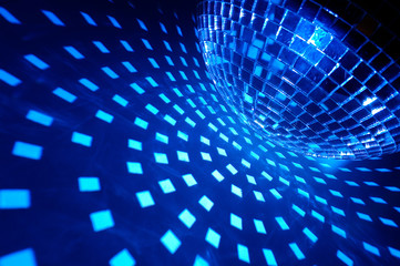 Wall Mural - Disco ball with blue illumination