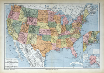 Fototapete - Old map of 1883, America, U.S., U.S.A., United States