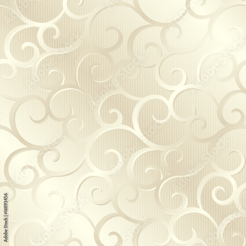 Naklejka - mata magnetyczna na lodówkę Silver beige shiny spirals texture, pattern; vector illustration