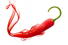 Red Hot Chili Pepper With Smoke On White