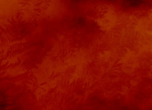 Red Background Texture Or Wallpaper With Ferns In Filigree