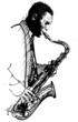 hand drawing saxophonist on a white background