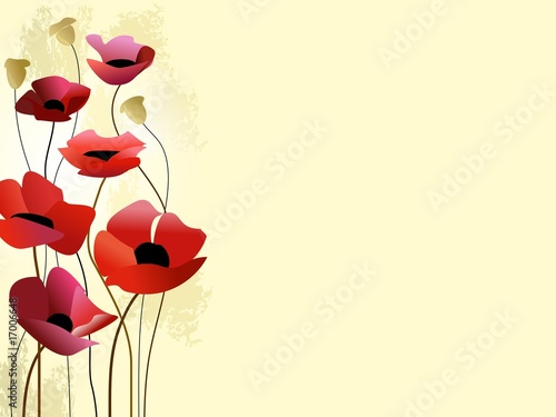Plakat na zamówienie Poppies painted background