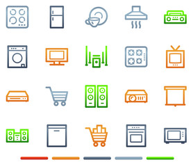 Wall Mural - Home appliances web icons, colour symbols series